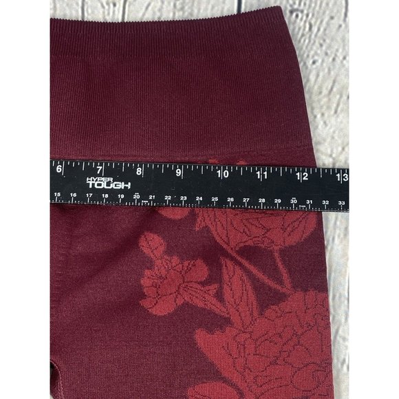 Fabletics Size XS High Waisted Seamless Floral Leggings Red Wine LG2040323 - Picture 6 of 10
